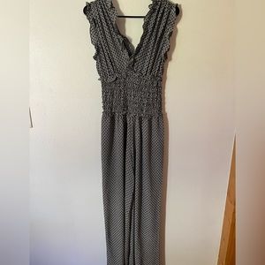 Blue and white light weight jumpsuit.